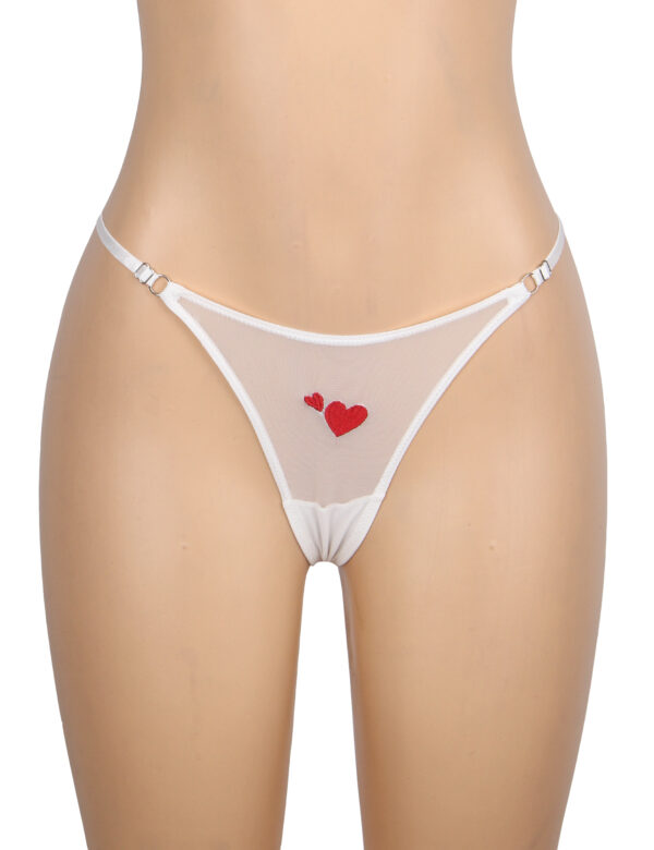 String cœur brodé Câlin blanc (3) String cœur brodé Câlin
