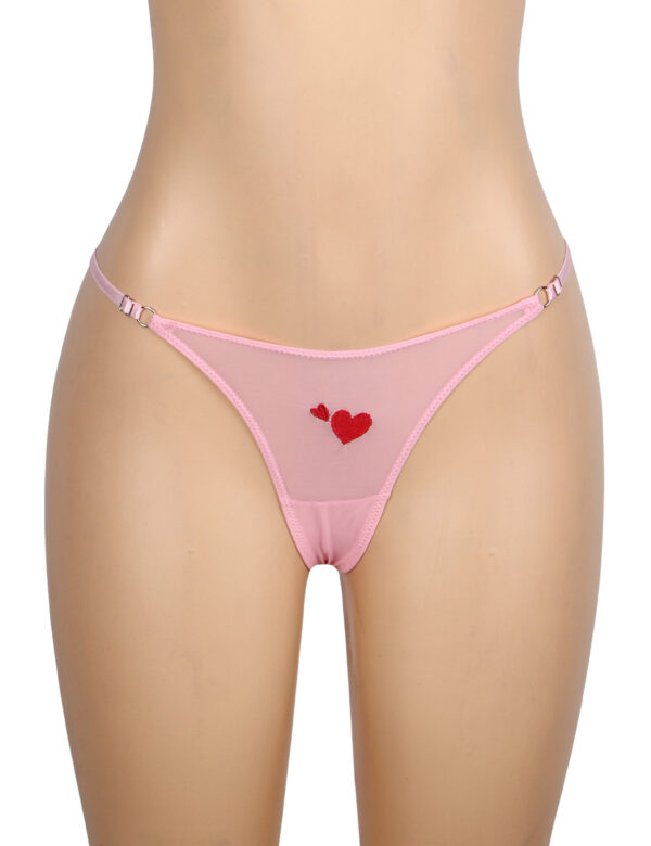 String cœur brodé Câlin rose (2) String cœur brodé Câlin