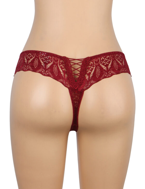 String dentelle lacée Verona rouge (4) String dentelle lacée Verona