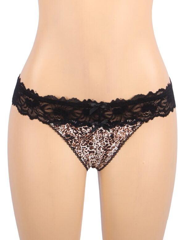 String léopard laçages et dentelle Kessia