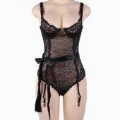 bustier dentelle éventail jarretières (5) Bustier dentelle éventail ceinture nouée jarretières
