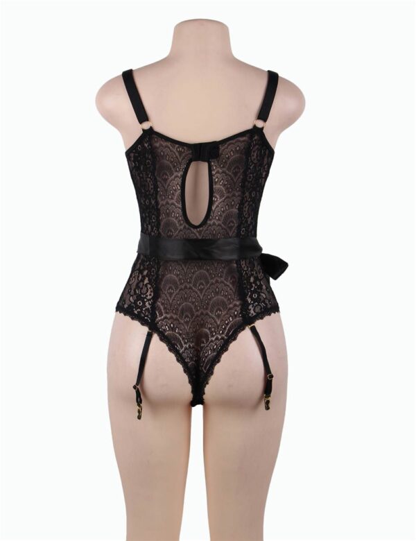 bustier dentelle éventail jarretières (6) Bustier dentelle éventail ceinture nouée jarretières